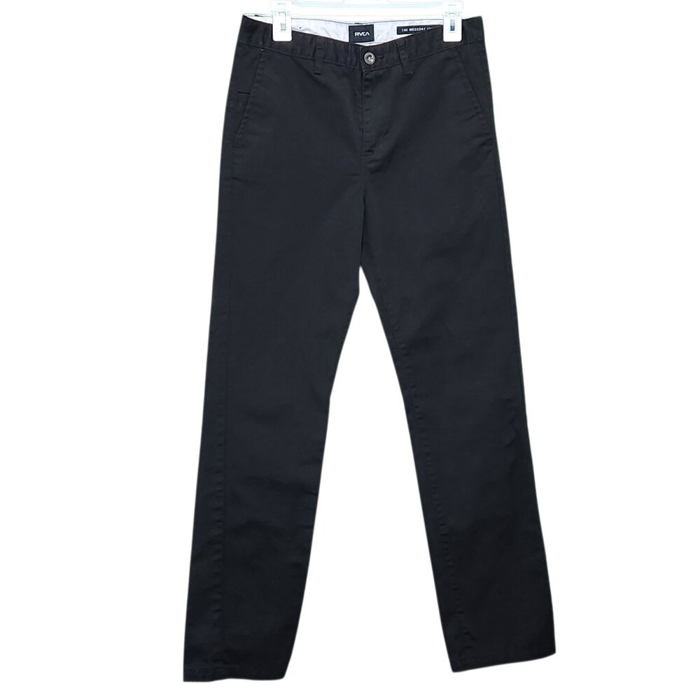 RVCA The Weekday Chino Pants Boys Waist 30 Black School Uniform Casual Z09
